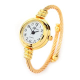Reloj Mujer Geneva Glcbl13 Cuarzo 22mm Pulso Dorado En Acero