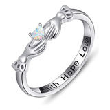 Anillo Plata 925 Con Corazon Opalo Para Mujeres Y Niñas Anil