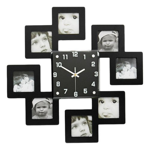 Reloj De Pared Con Marcos De Fotos Negros As