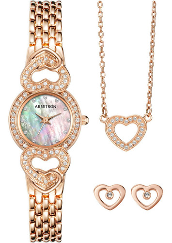 Box Combo Set Reloj Collar Y Aretes Oro Rosa