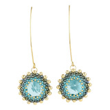 Aretes Colgantes De Cristal Azul Decorados   De   Miyuk...