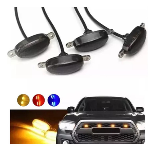 Kit 4 Luz Led Parrilla Universal Raptor Ámbar Con Cable Drl