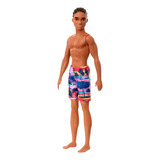Barbie Ken Beach Doll - Traje De Baño Con Estampado Tropic.