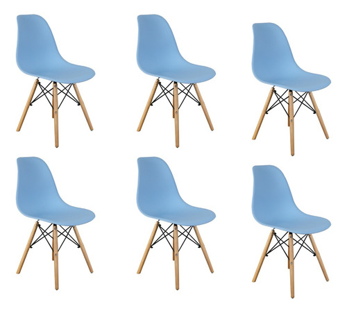 Cadeira Moderna Charles Eames Eiffel Base Madeira 6 Unidades