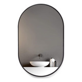 Espelho Oval Moldura Em Metal Sala Quarto Hall 80x50 Grande