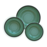 Aparelho De Jantar Porcelana Tramontina Rustico Verde 12pçs