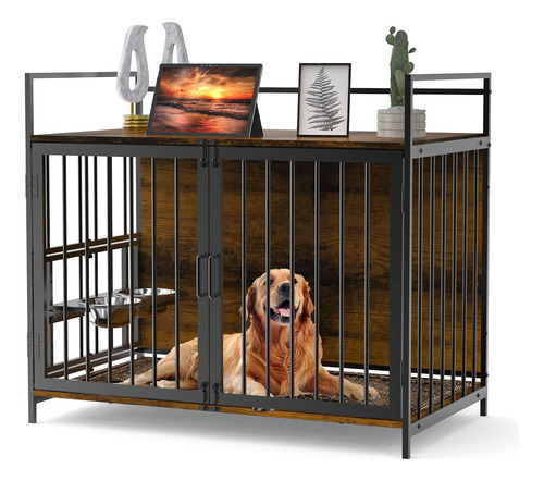 Roomtec Jaula Grande Para Perros Estilo Muebles Con Comedero