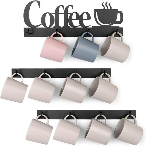 Soporte Tazas De Café Montado Pared 12 Ganchos  Estant...