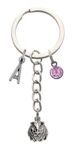 Llavero Cuyo Animal Mascota Dije Letra Inicial Personalizado