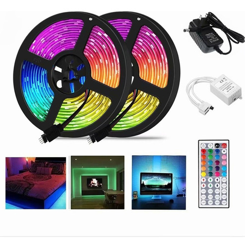 Led Tiras Rgb 10m Decore Quarto Colorido+controle Remoto