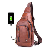 Mochila Bandolera Usb Casual Para Hombre Bolsa De Pecho A