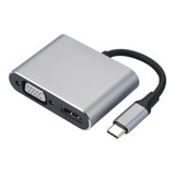 4 En 1 Hub Tipo-c A Hd Vga Adaptador Usb Tipo-c Multipuerto