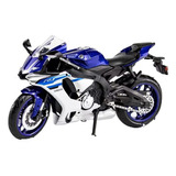 1:12 Suzuki Yamaha Yzf R1 Moto De Aleación Con Casco