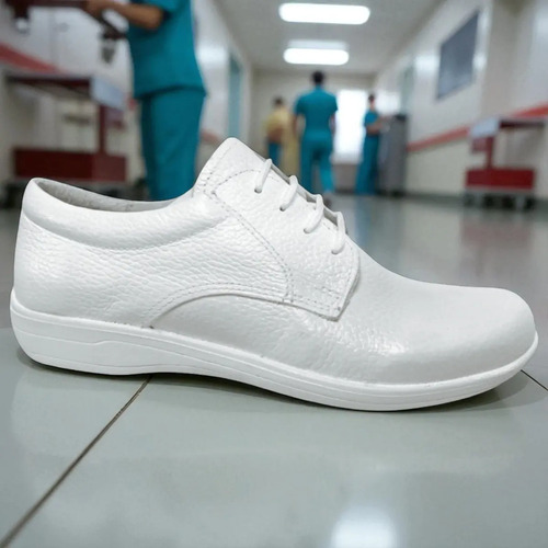 Zapato Enfermería Blanco Piel Confort 23 Al 27 Unisex Durabl