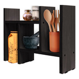 Repisa Cocina Madera Ajustable Estante Moderno 50x38 Sajo Color Negro