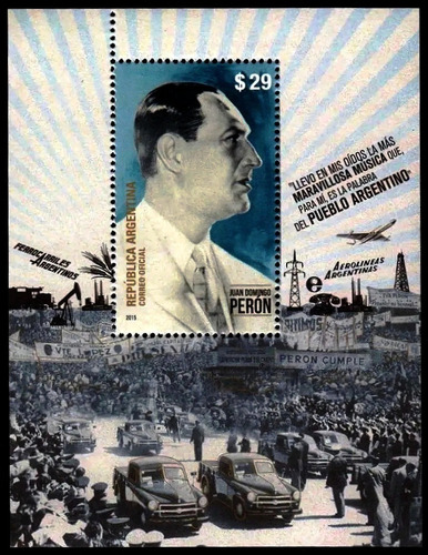 Juan D. Perón - Argentina 2015 - Block Mint - Gj Hb 258