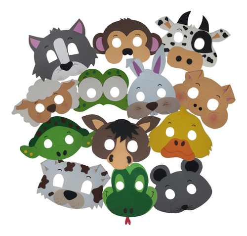 Kit 13 Máscaras Animais Fazendinha