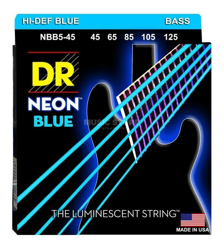 Cuerdas Bajo Eléctrico 5cds 45/125 Neon Blue Dr Nbb5-45 