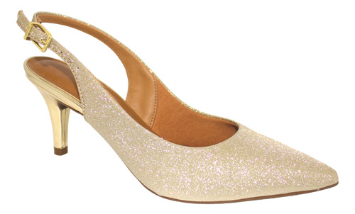 Sapato Feminino Scarpin Salto Baixo Glitter Vizzano 1185700 