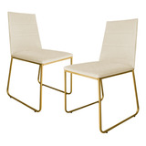 Kit 2 Cadeiras De Jantar Lille Base Dourada Estofada Veludo Cor Da Estrutura Da Cadeira Dourado Cor Do Assento Bege