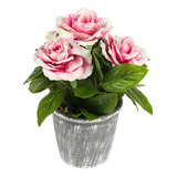 Planta Rosa Artificial Rosada 20cm