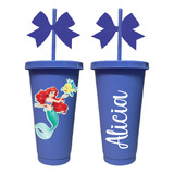 Vaso Liberty Con Popote 24oz Sirenita Ariel 40 Piezas 