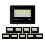 Kit 10 Refletor Led Smd 100w Holofote Bivolt Ip66 Luz Frio