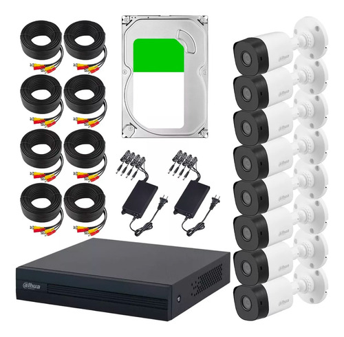 Kit Videovigilancia Cctv Dahua 8 Camaras 2mp + 3tb + Cables