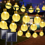 Tiras Solares 2x100 Led 64 Pies Con Globos Impermeables Y De