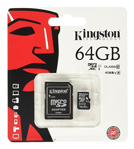 Tarjeta De Memoria Kingston 64 Gb Microsd Clase 10 Uhs-1