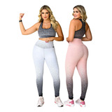 Kit 2 Conjuntos Fitness Feminino Degradê Premium 