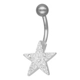 Piercing Ombligo Estrellas Circones, Plata Fina 925.