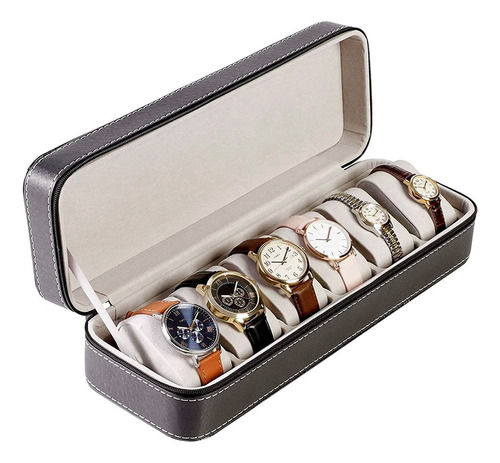 Organizador Para 6 Relojes Gadnic Caja Estuche De Reloj Color Negro