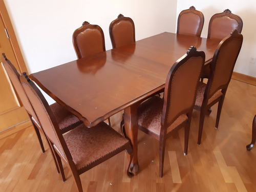 Conjunto Mesa De Jantar Antiga 8 Cadeiras Imbuia Década 50