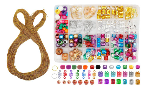 238 Pcs Dreadlock Trança Algemas Beads Anéis Decoração