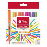 Resaltador Filgo Fine Neon Fluo Caja X 10 Colores Surtidos