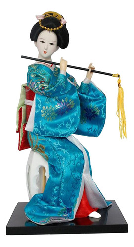 Geisha Japonesa De 12 Pulgadas, Muñeca Geisha Azul