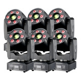 6 Moving Head Spot Led 60w 8 Cores Prisma Wash 6 Leds De 3w