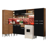 Armario De Cocina Completo 385cm Emilly Love Madesa 01 Color Marrón/negro