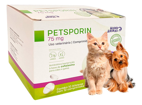 Petsporin 75mg Cães/gatos 10 Blísteres X 12 Comprimidos Nf