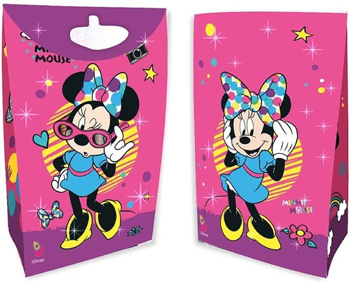 Bolsitas De Papel C/cierre X 8 U Minnie Con Glitter Cumple