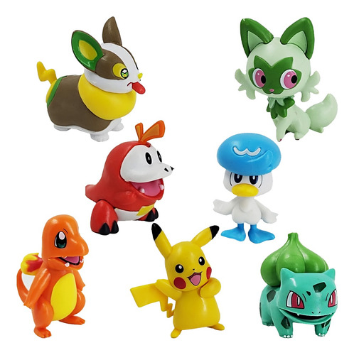 7 Figuras Pokemon Pikachu Charmander Bulbasaur Juguete Anime