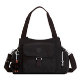 Cartera Shopper Kipling Felix Diseño Lisa  Negra Con Correa De Hombro  Negra Asas Color  Negro