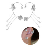 2pzs Aretes De Mariposas Borla Clip Largos Trepadores