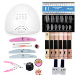 Kit Press On Con 6gelish Lampara Base Top Tips Uñas Soft Gel