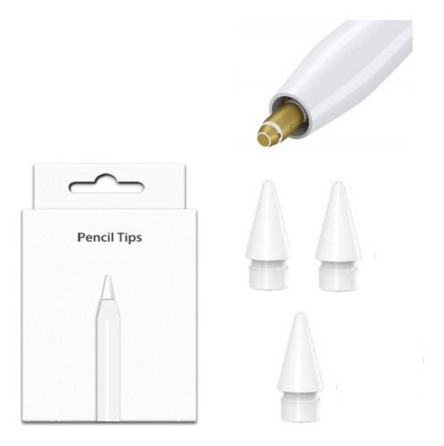 Kit Com 3 Pontas Extra Apple Pencil 1 E 2 Geração Original