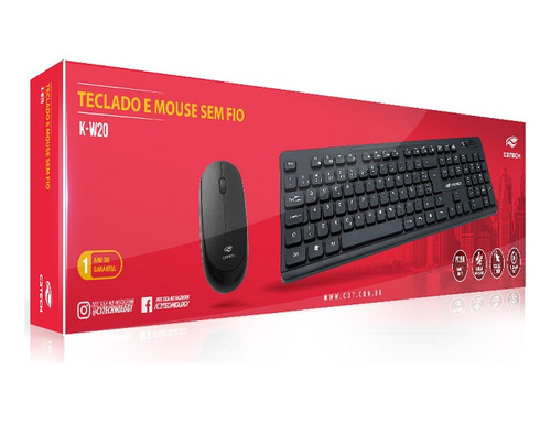 Kit Teclado E Mouse Sem Fio K-w20bk C3 Tech