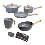 Set 7pz Cacerola Sarten Wok Jarr Hudson Granito Antiadherent