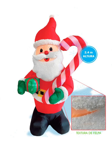 Inflable Para Navidad Santa Caramelo Y Regalo De Felpa 2.4m