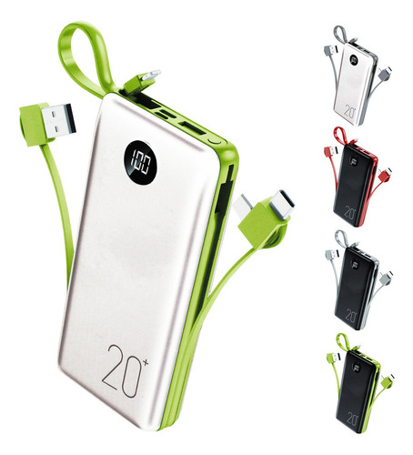 Carregador Peining Wp-959 Wp-959 Usb-c Powerbank,carregador Portátil,power Bank Para iPhone,power Bank Para Samsung Usb-c,power Bank Para Samsung Com Cabo Carregamento Rápida Branco E Verde